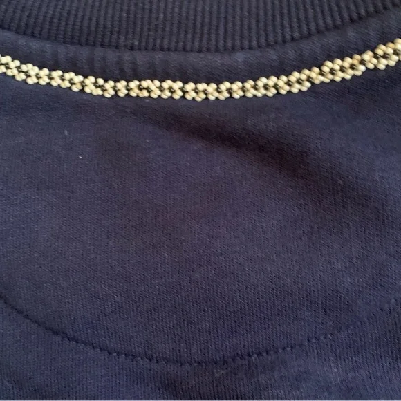 Anthropologie Embroidered Beaded Swans Sweatshirt Navy Blue Size Small - Picture 5 of 9